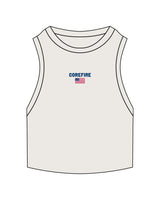 The Ribbed Crop Tank - Bone - Corefire - Center Chest Stacked - Flag - Embroidered - Full Color