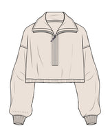 The Suede 1/2 Zip - Latte - Golden Hour Pilates - Right Wrist - Embroidered - Tone on Tone