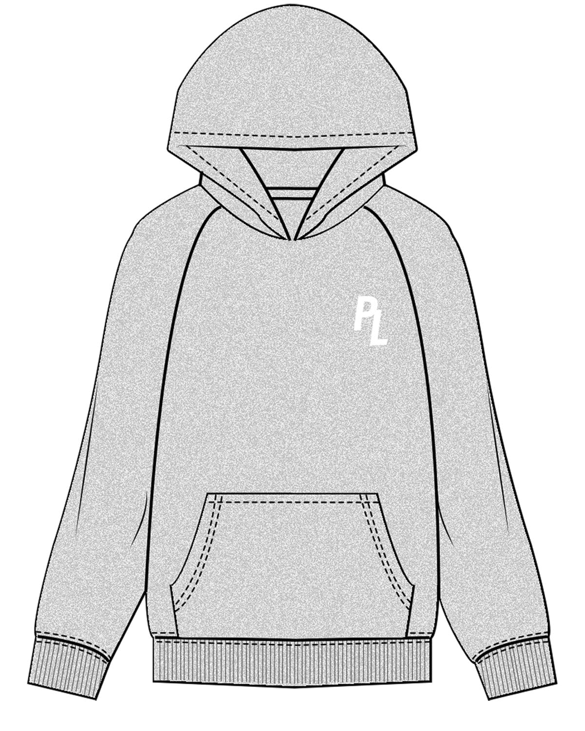 The Womens Hoodie - Heather - Pilates Leucadia - Left Chest & Back Spinal - White