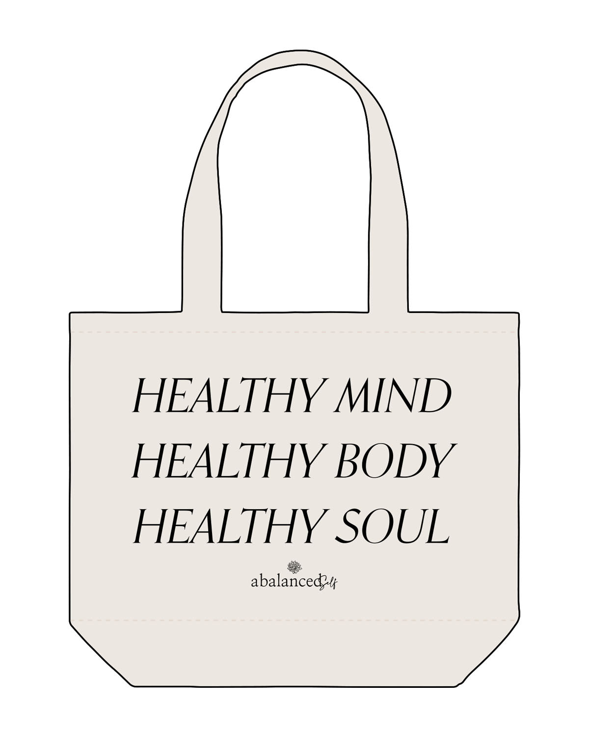 The Tote Bag - Natural - Balanced Self - Center Body Stacked - Printed - Black