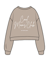 The Studio Crop - Taupe - New Mom School - Left Chest & Back Stacked "Cool" - Printed - White