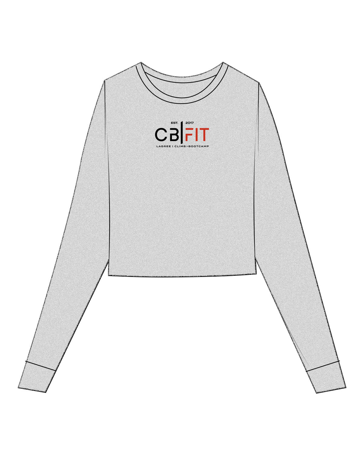 The Micro Rib Crop Long Sleeve - Heather  - CB Fit - Chest - Printed - Full Color