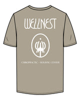 The Mens Tee - Eucalyptus - Wellnest - Left Chest Oval & Full Back w/ Icon - Printed - White