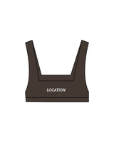 The Box Cut Bra - Cafe - ZENERGY CYCLING - Center Chest & Back "LOCATION" - Printed - White
