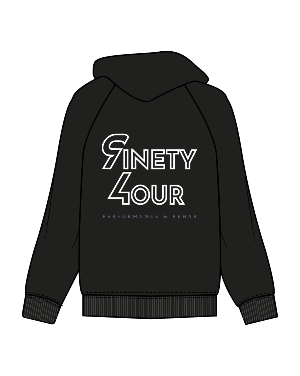 The Mens Hoodie - Black - NinetyFour - Center Chest - Back Center - Printed - Full Color