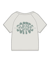 The Kids Heavyweight Tee - Washed Bone - Coffee - Left Chest Stacked & Back Center - Printed - Teal