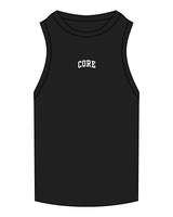 The Ribbed Full Length Tank - Black - Core Precision - Center Chest - Embroidered - White