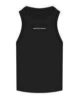 The Ribbed Full Length Tank - Black - Mind Body - Center Chest - Embroidered White