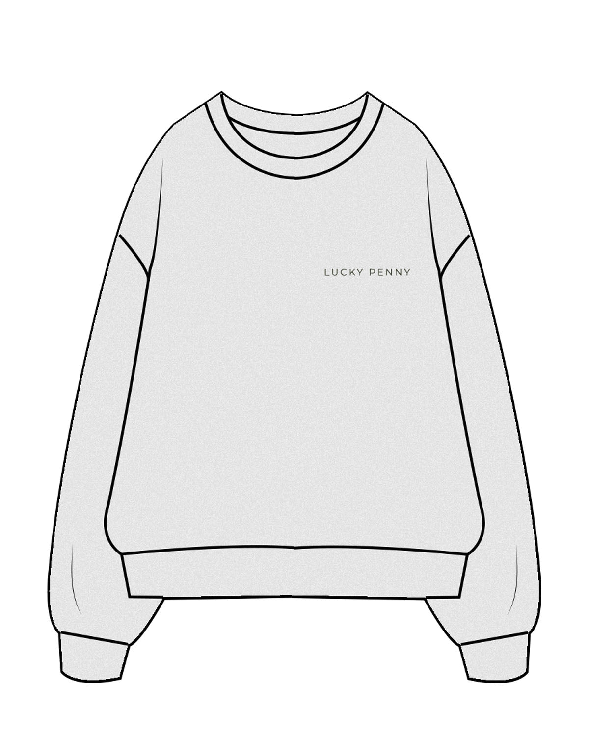 The Mens Crewneck - White Heather - Lucky Penny - Left Chest & Back Round - Printed - Forest