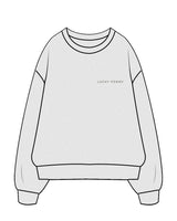 The Mens Crewneck - White Heather - Lucky Penny - Left Chest & Back Round - Printed - Forest