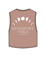 The Crop Muscle Tank - Clay - Symmetry Yoga - Left Chest & Back Center Stacked - White