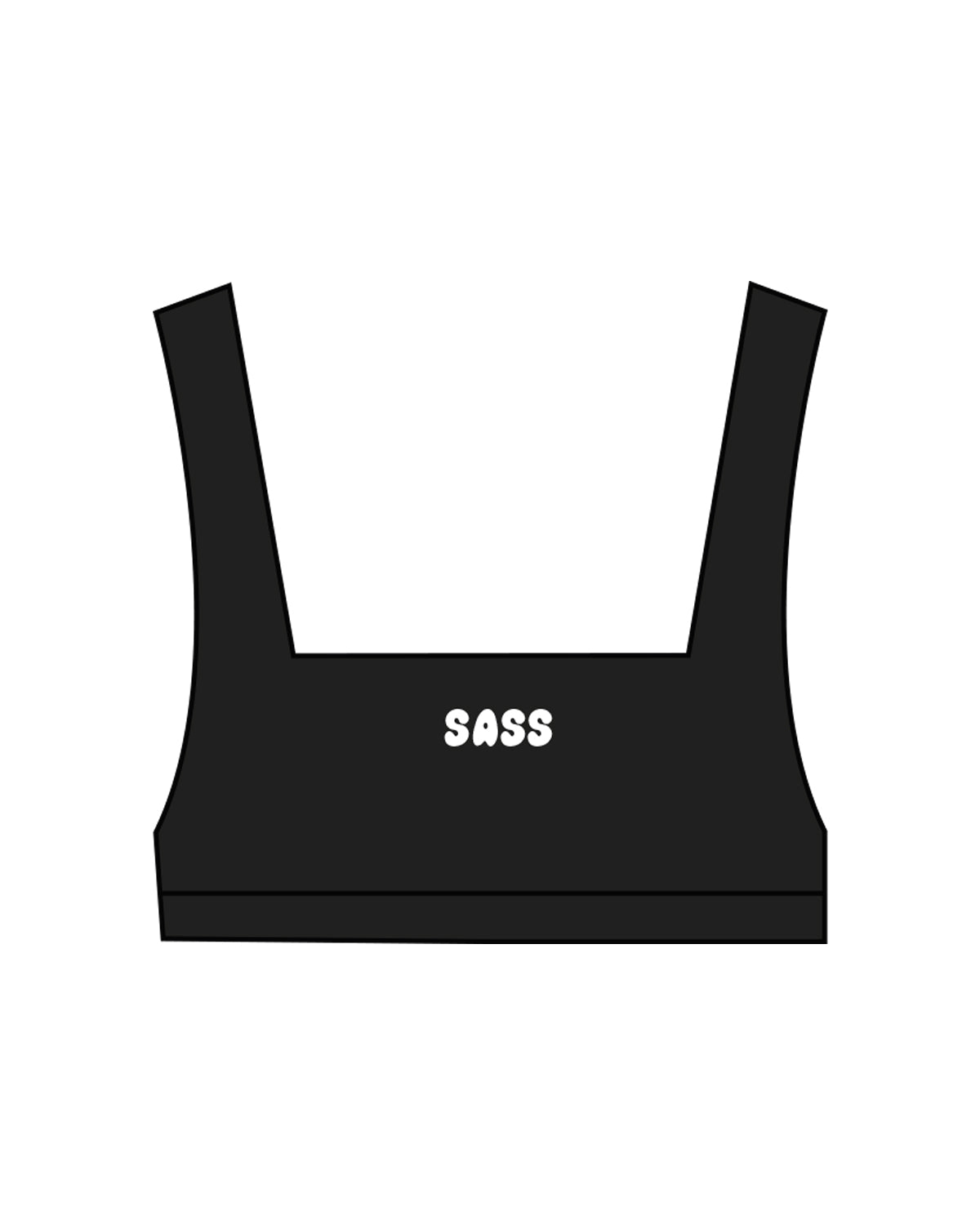 The Box Cut Bra - Black - Sweat & Shine - Center Chest & Back Center - White