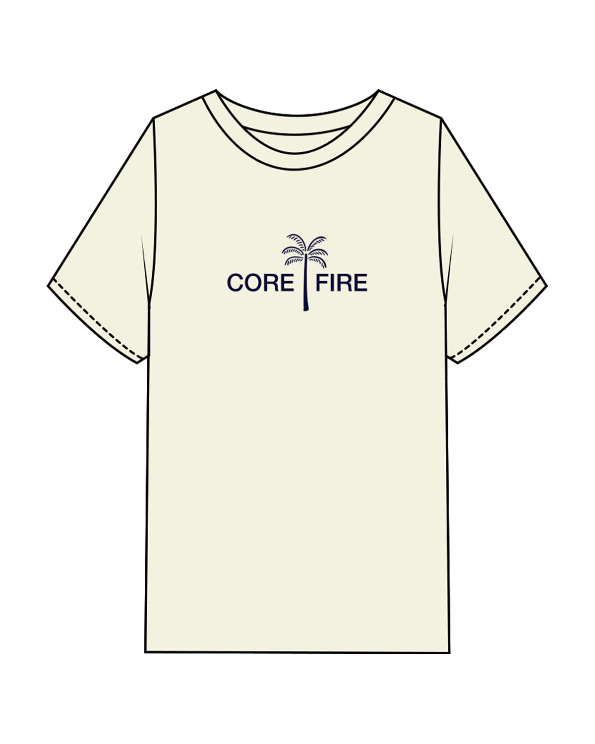 The Mens Heavyweight Tee - Butter - Corefire - Center Chest - Printed - Navy