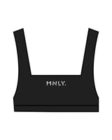 The Box Cut Bra - Black - MNLY - Center Chest & Center Back - White Printed
