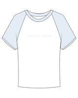 The Micro Rib Baby Tee - White / Baby Blue - Pacific Ridge - Center Chest - Printed - Baby Blue