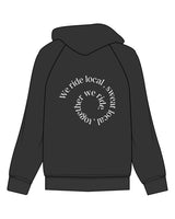 The Womens Zip Hoodie - Washed Black - Wheel House NY - Left Chest & Back Spiral - Printed - White