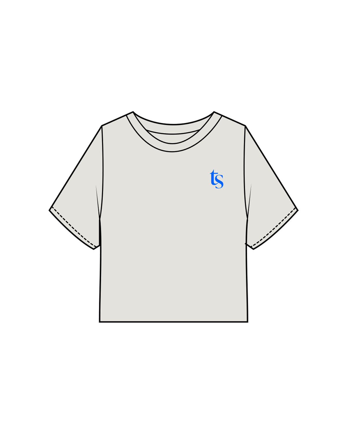 The Heavyweight Crop Tee - Washed Bone - Set Studio - Left Chest & Full Back - Printed - Blue