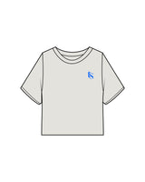 The Heavyweight Crop Tee - Washed Bone - Set Studio - Left Chest & Full Back - Printed - Blue