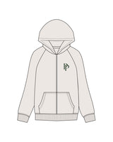 The Mens Heavyweight Zip Hoodie - Bone - POSE PILATES - Left Chest PP "Embroidered" & Back PPS round "Printed" - Green