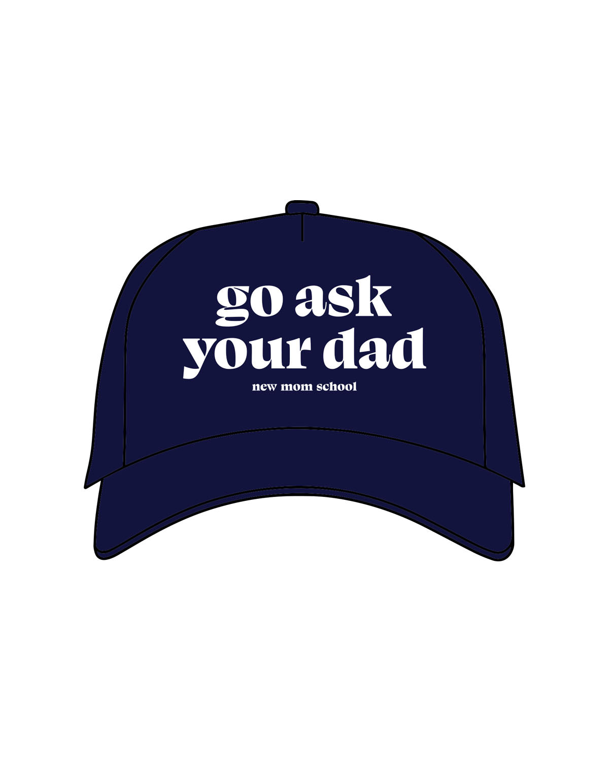 The Canvas Cap - Navy - New Mom School - Center Crown Stacked - Embroidered - White
