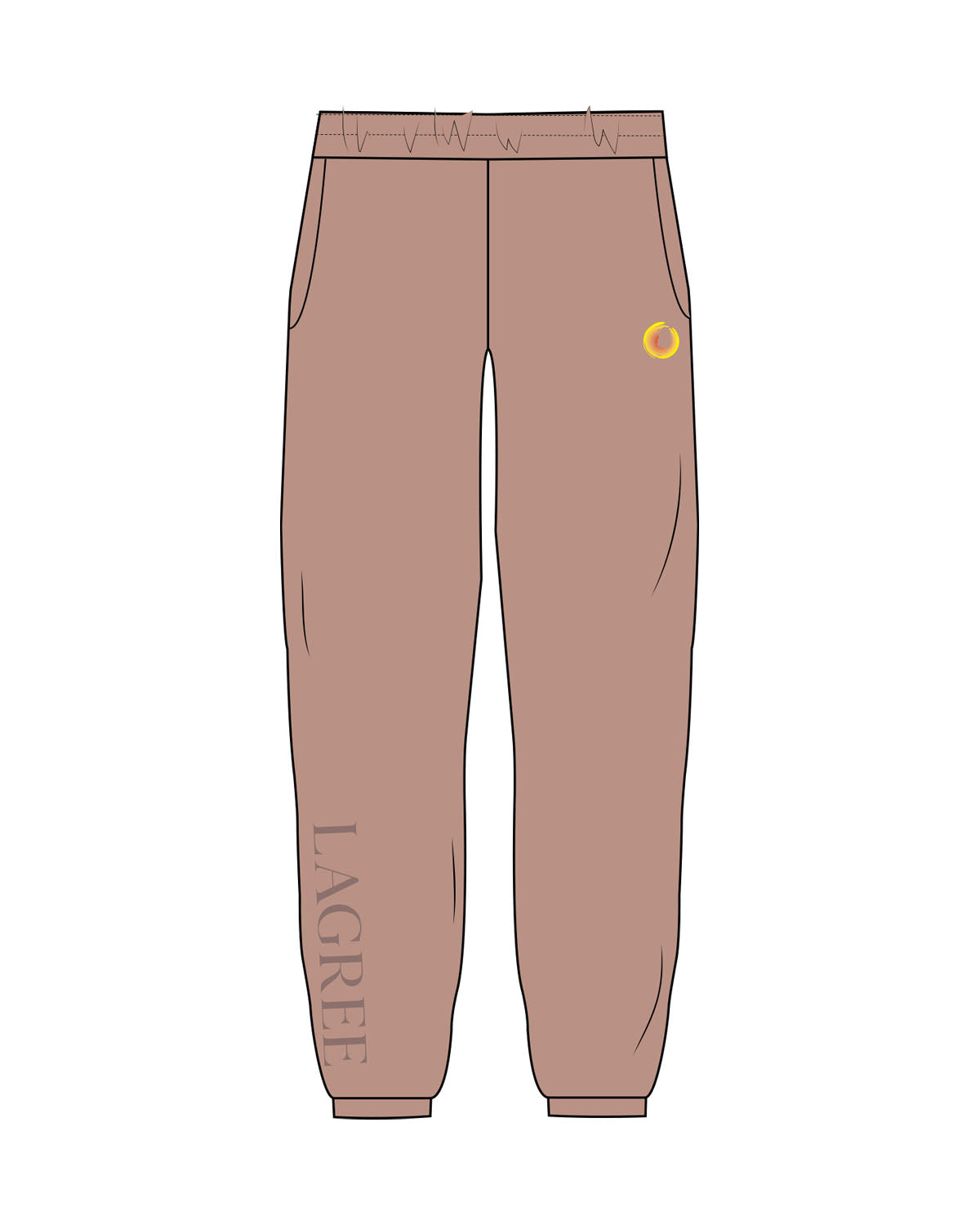 The Womens Sweatpants - Clay - Scorch Fitness - Left Leg Embroidered & Right Leg Printed - Full Color