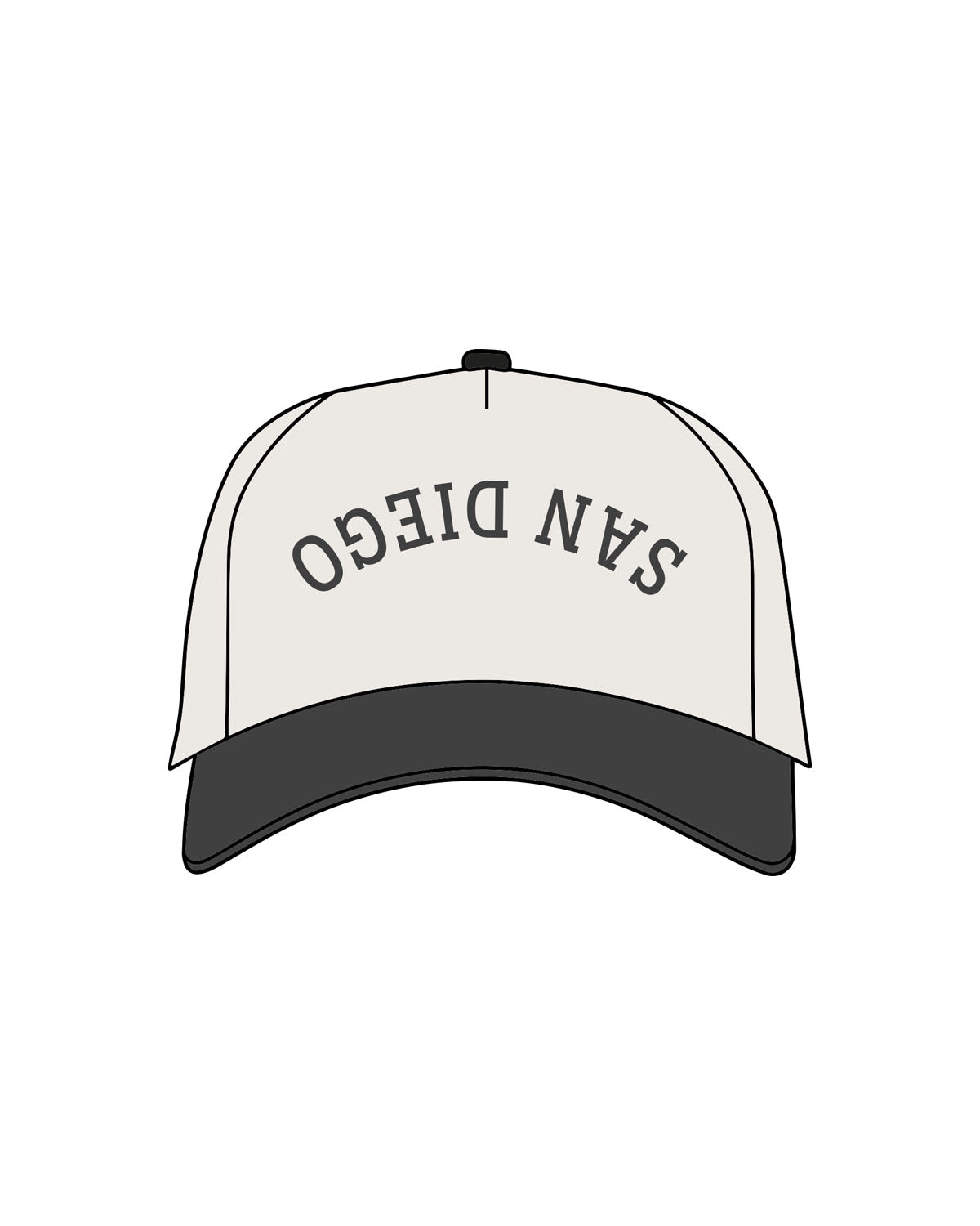 The Canvas Cap - Natural / Coal - Blenders - Center Crown Mirrored "SAN DIEGO" & Back Panel - Embroidered - Printed - Puff - Coal