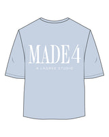 The Womens Oversized Tee - Powder - M4Lagree - Center Chest & Center Back Stacked - Printed - White