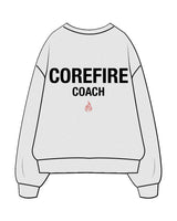 The Mens Crewneck - White Heather - Corefire - Left Chest & Back Center Stacked -  Full Color