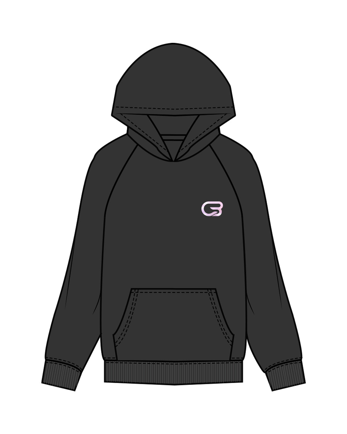 The Womens Zip Hoodie - Washed Black - Cyclebar - Left Chest & Center Back Stacked - Full Color