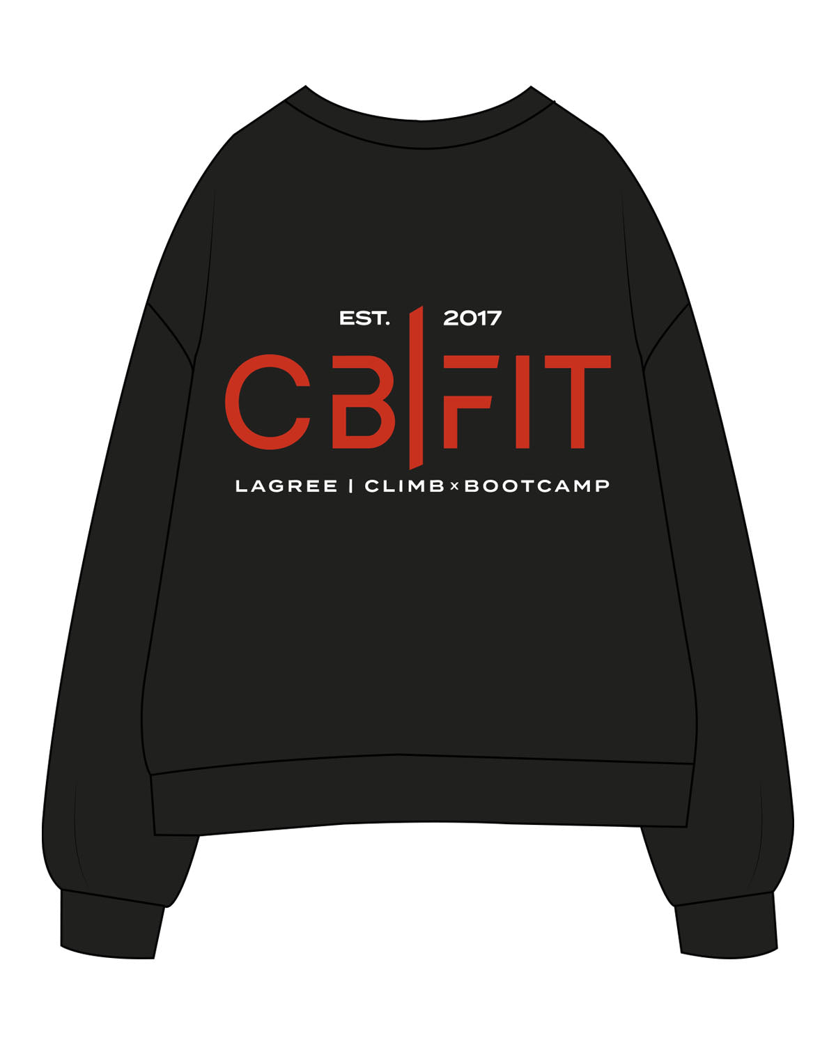 The Womens Crewneck - Black - CB Fit - Left Chest & Back- Printed - Full Color