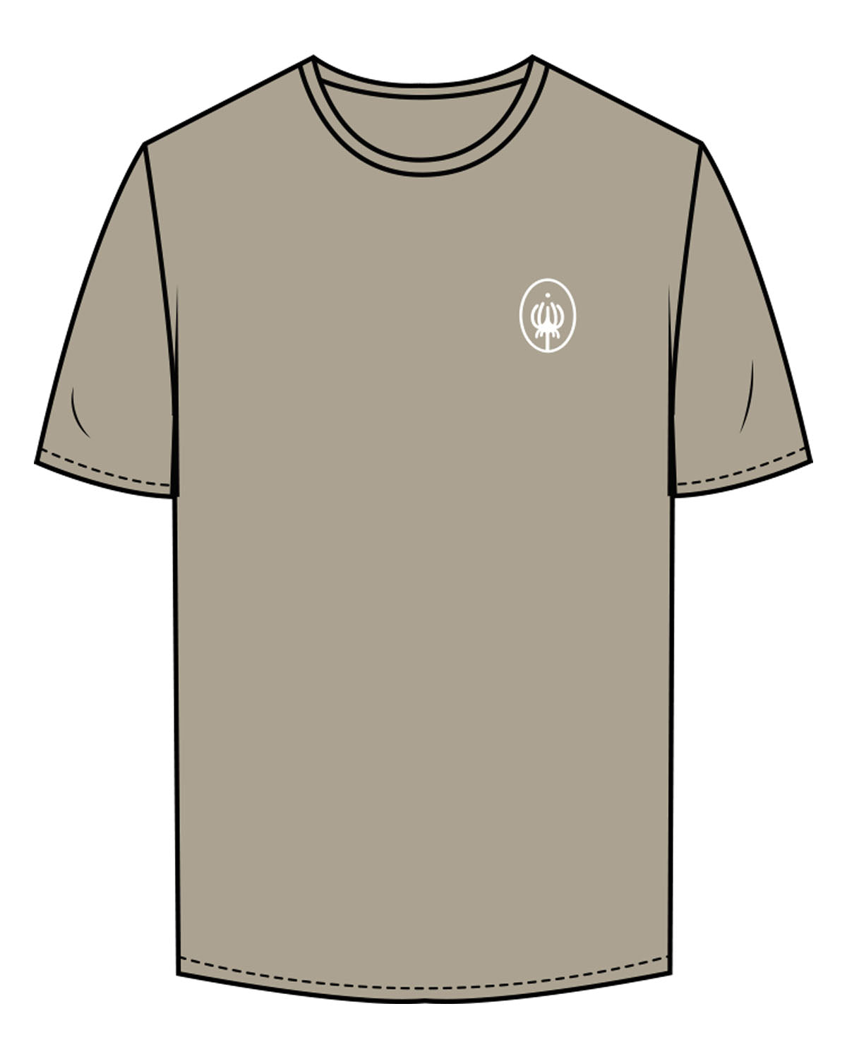 The Mens Tee - Eucalyptus - Wellnest - Left Chest Oval & Full Back w/ Icon - Printed - White