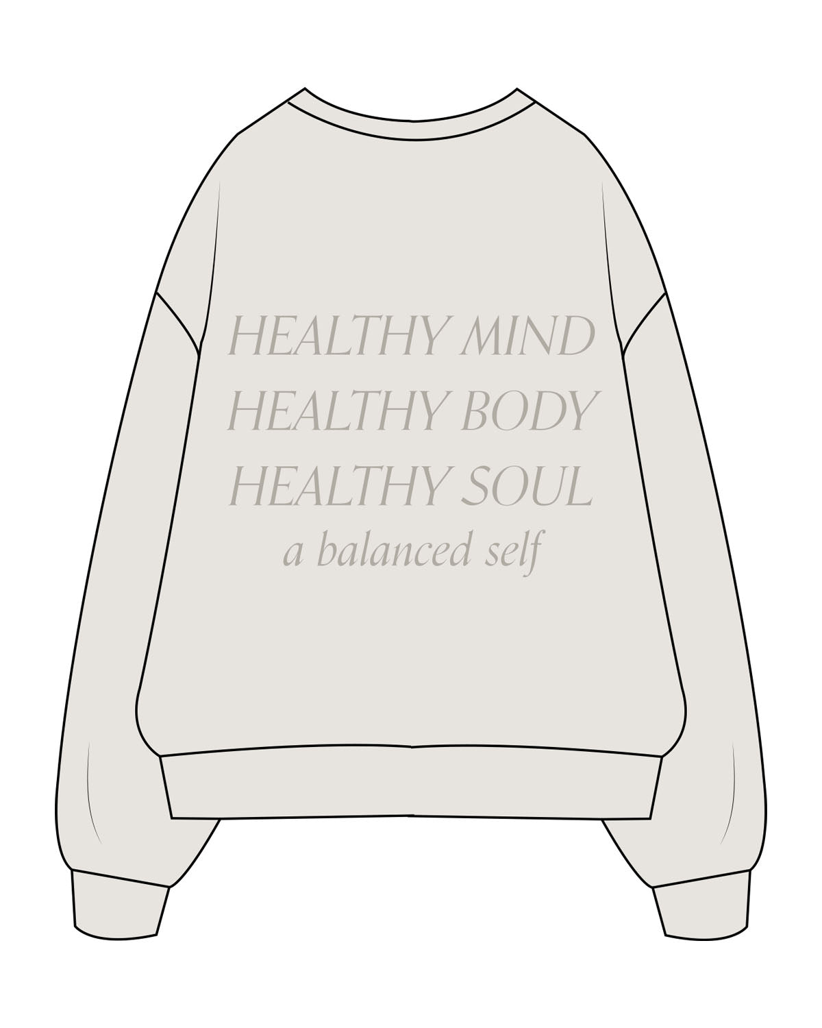 The Womens Crewneck - Washed Bone - Balanced Self - Left Chest & Center Back Stacked - Printed - Tone on Tone