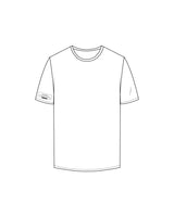 The Mens Tee - White - Khara - Right Sleeve & Back Neckline - Black