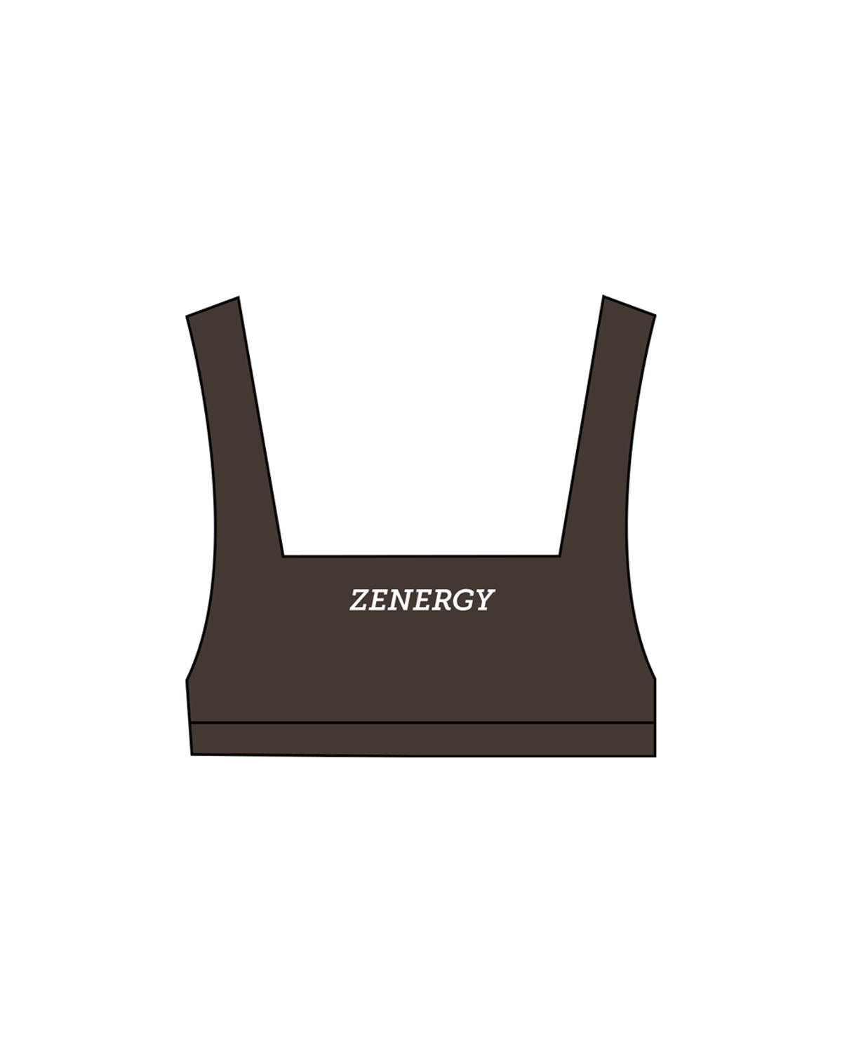 The Box Cut Bra - Cafe - ZENERGY CYCLING - Center Chest & Back "LOCATION" - Printed - White