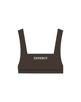 The Box Cut Bra - Cafe - ZENERGY CYCLING - Center Chest & Back "LOCATION" - Printed - White