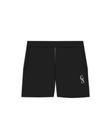 The Mens Sweat Shorts - Black - Christian Singles Hub - Left Leg - Printed - White