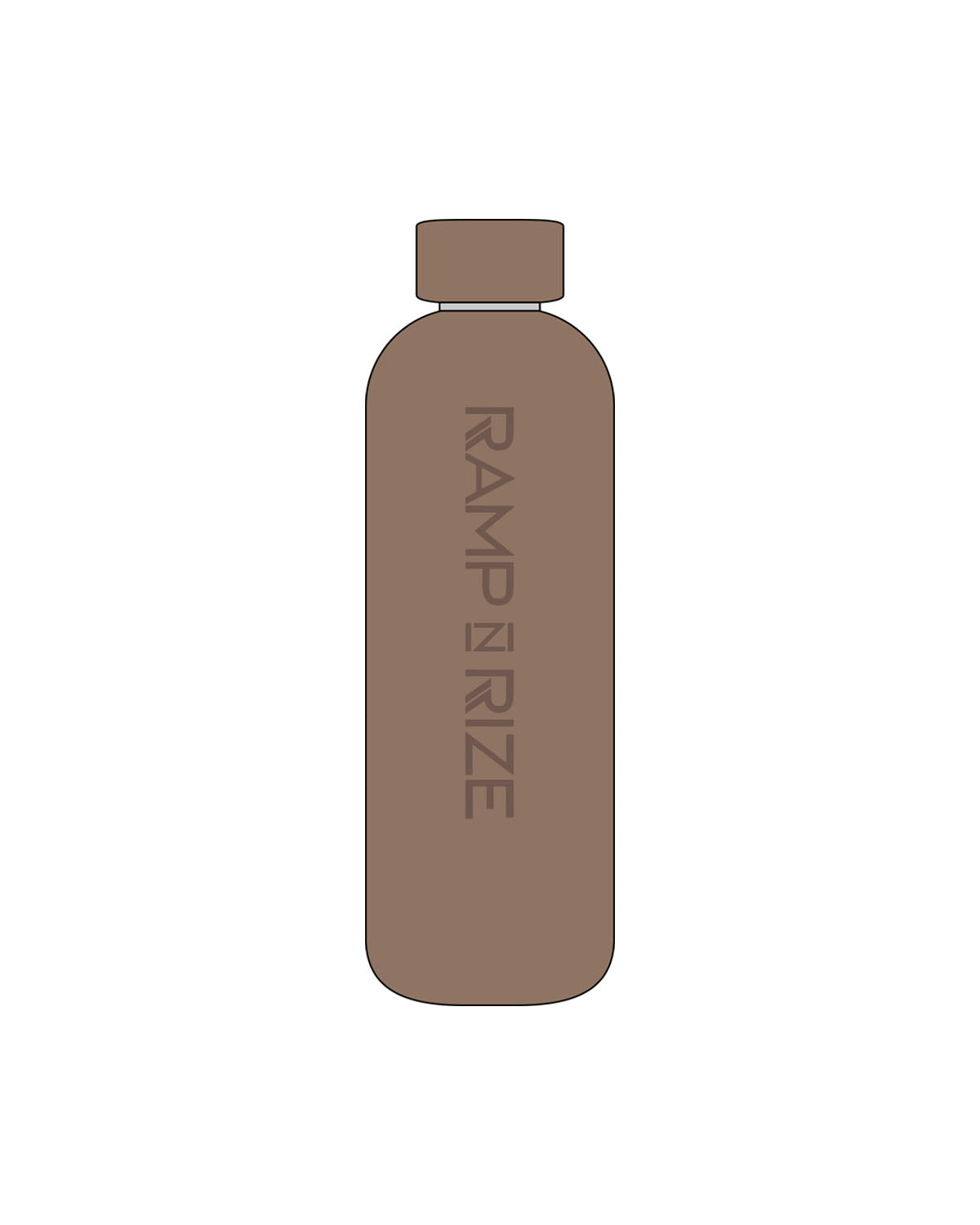 The Water Bottle - Coffee - Ramp N Rize - Center body - Tone on Tone