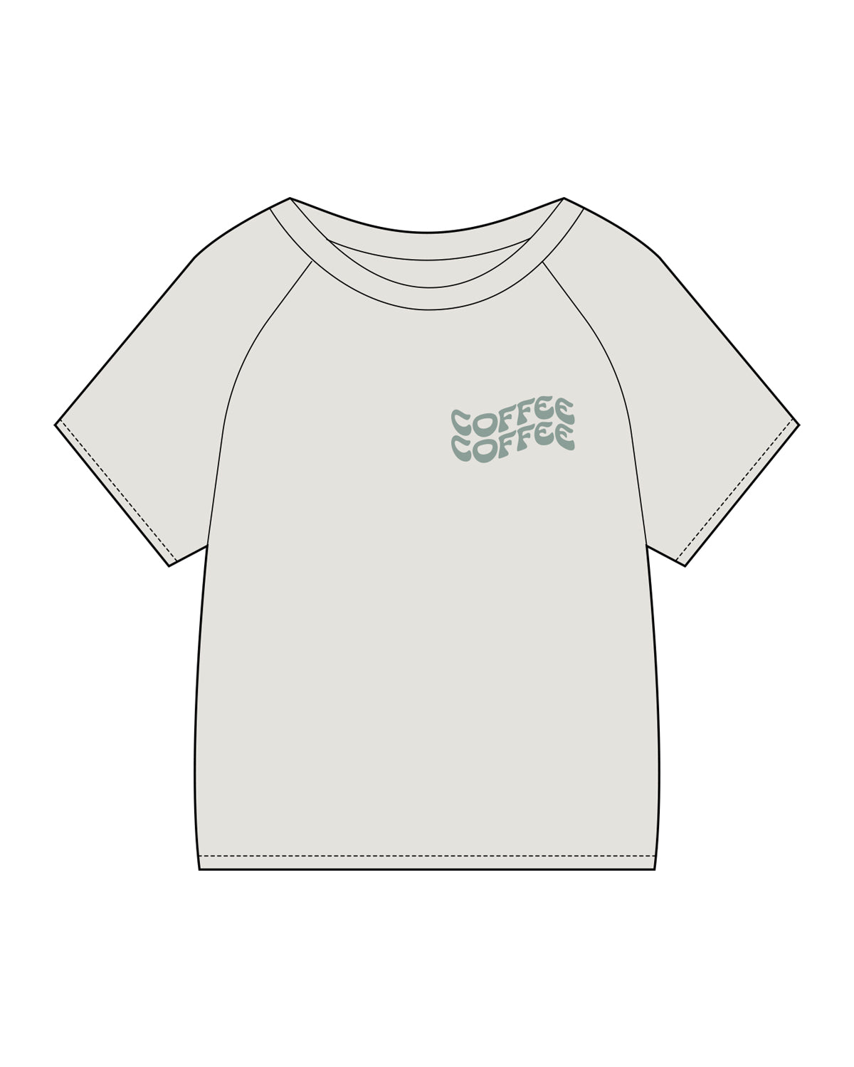 The Kids Heavyweight Tee - Washed Bone - Coffee - Left Chest Stacked & Back Center - Printed - Teal