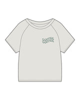 The Kids Heavyweight Tee - Washed Bone - Coffee - Left Chest Stacked & Back Center - Printed - Teal