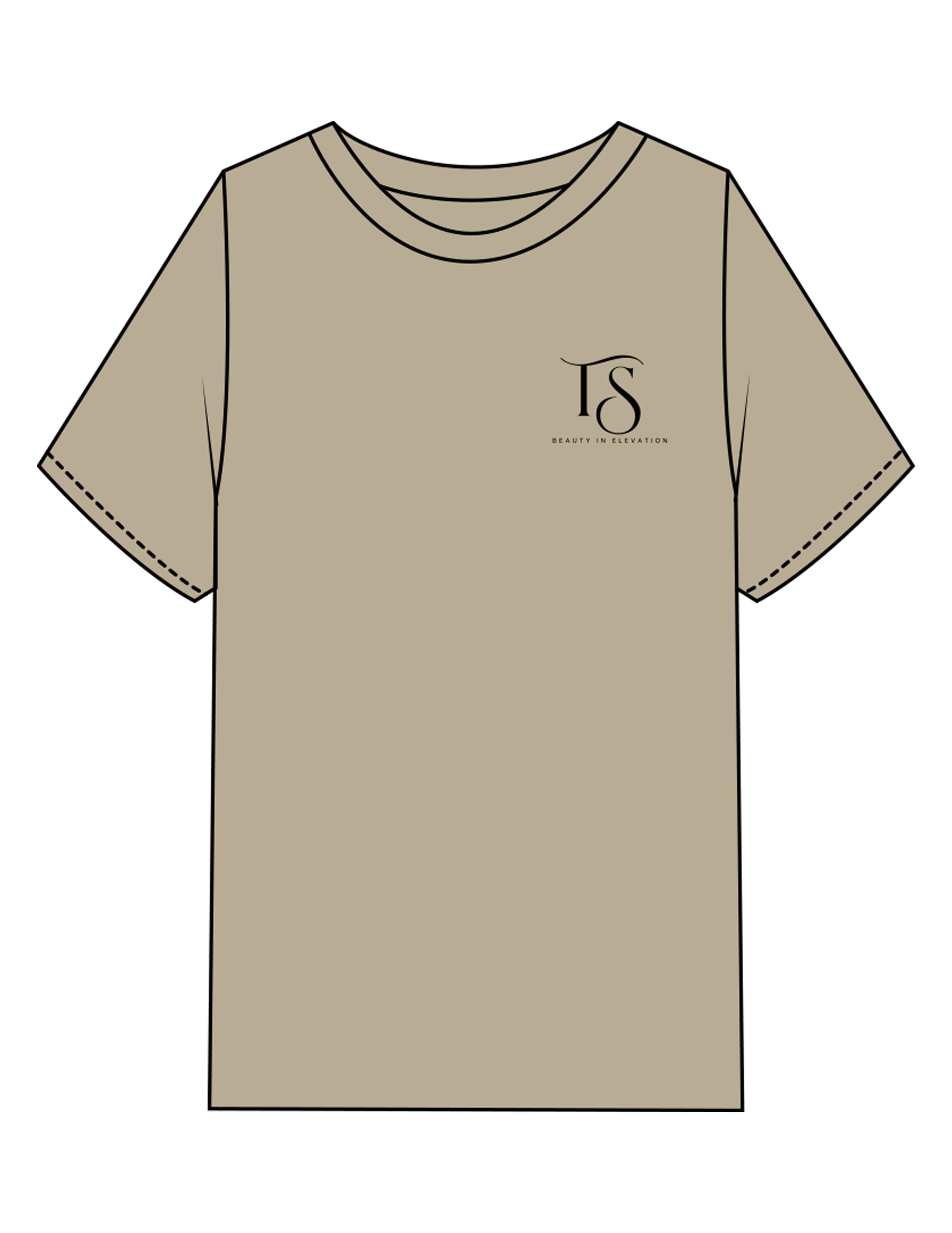 The Mens Heavyweight Tee - Washed Khaki - Team Sculpted - Left Chest & Back Stacked - Printed - Black