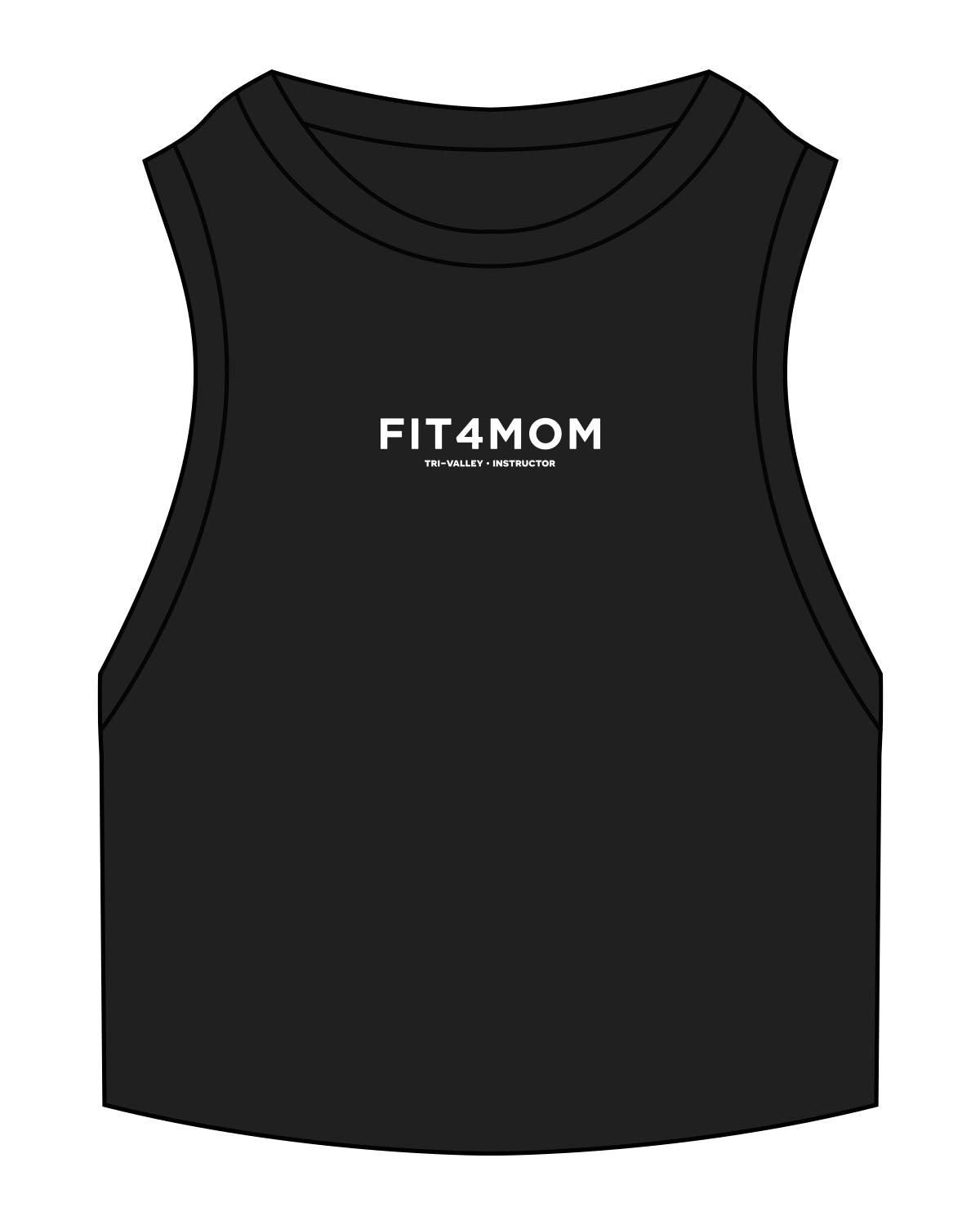 The Ribbed Crop Tank - Black - F4Mom-TriValley - Center Chest Stacked - Embroidered - White