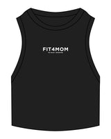 The Ribbed Crop Tank - Black - F4Mom-TriValley - Center Chest Stacked - Embroidered - White