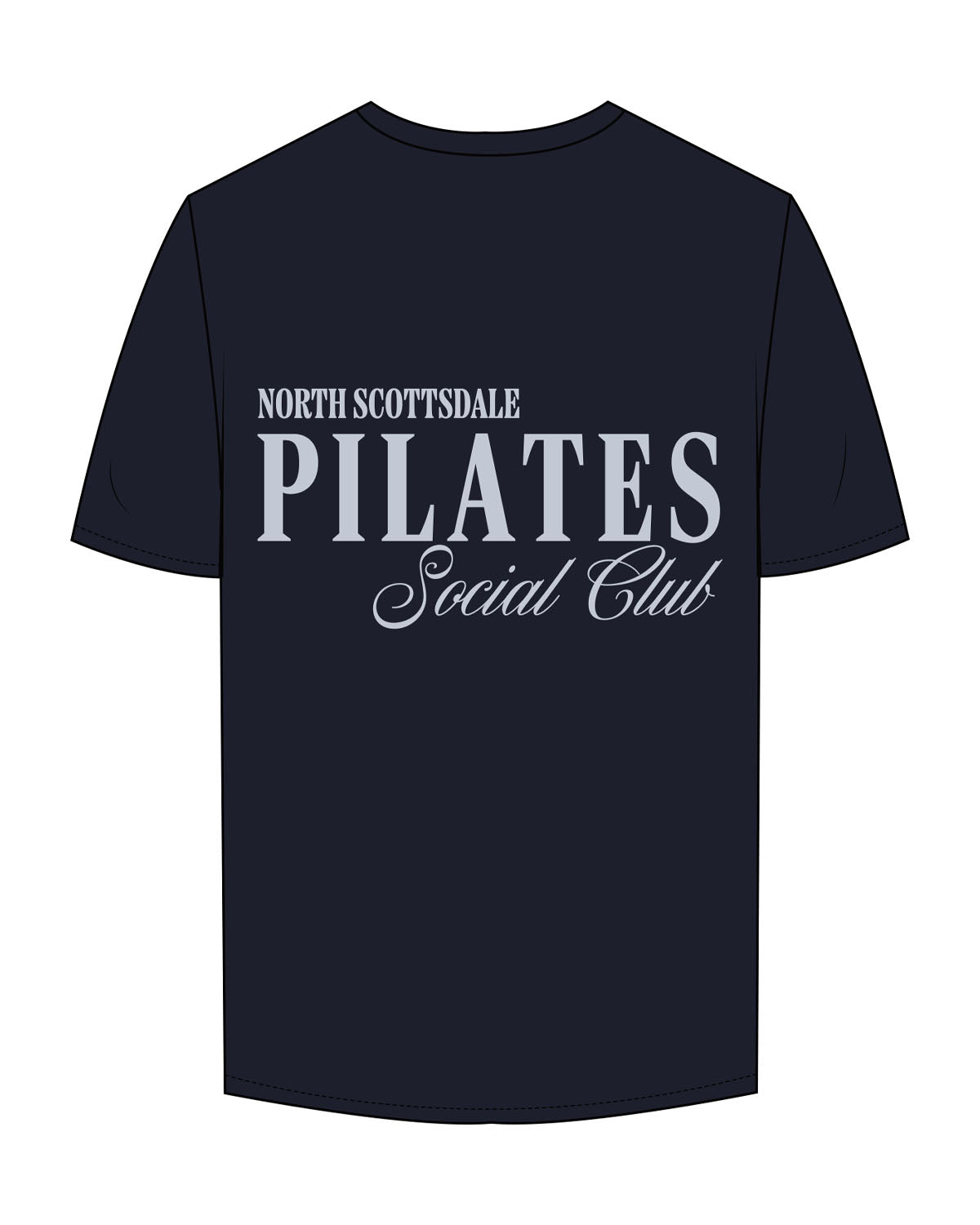 The Mens Tee - Navy - Revolve Pilates - Left Chest "R" & Back Stacked - Printed - Powder