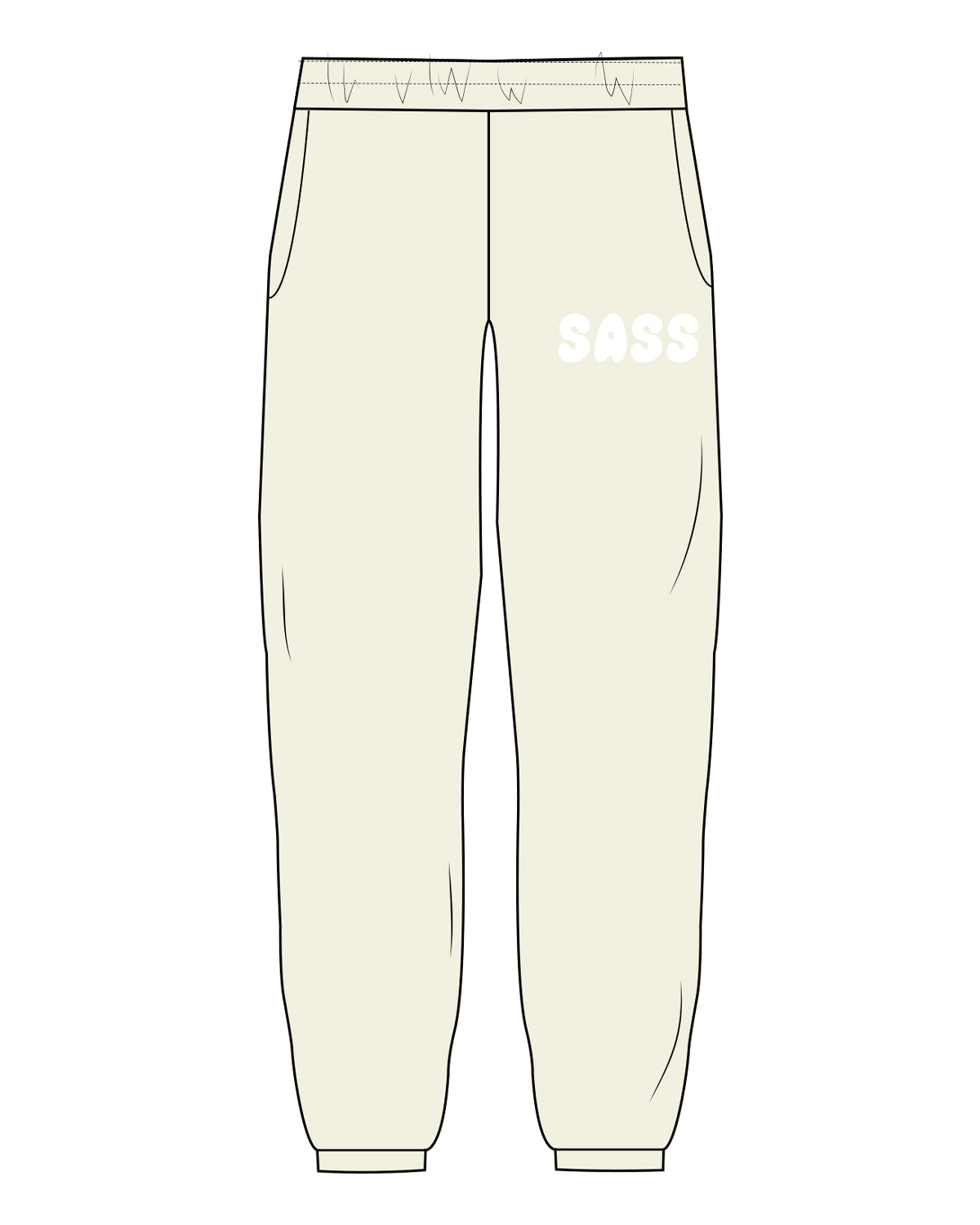 The Womens Sweatpants - Butter - Sweat & Shine - Left Leg Pocket - White