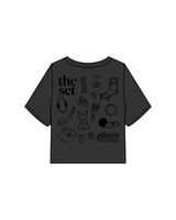 The Heavyweight Crop Tee - Washed Black - Set Studio - Left Chest & Full Back - Printed - Black