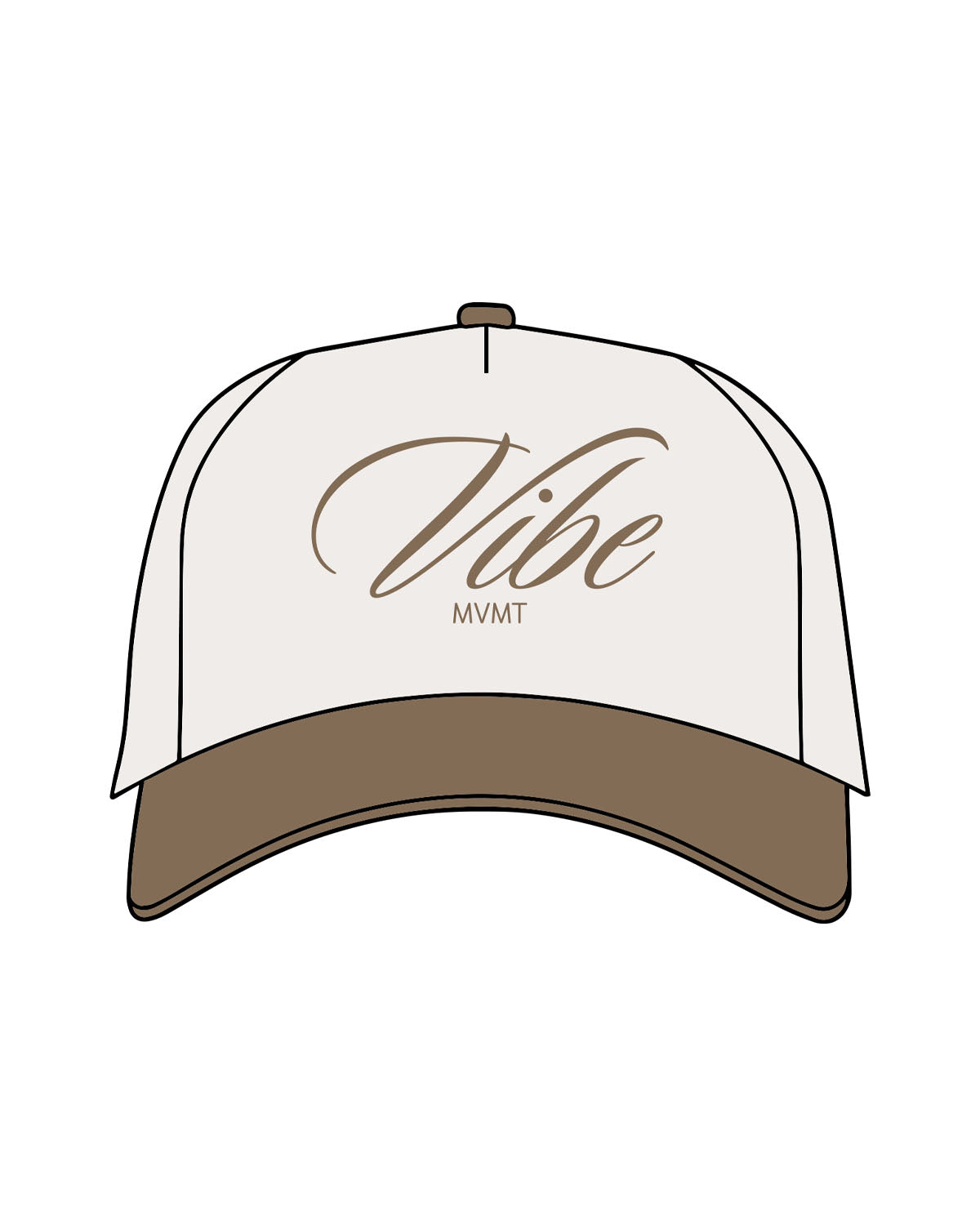 The Canvas Cap - Natural / Walnut - Vibe MVMT - Center Crown Stacked - Printed - Walnut