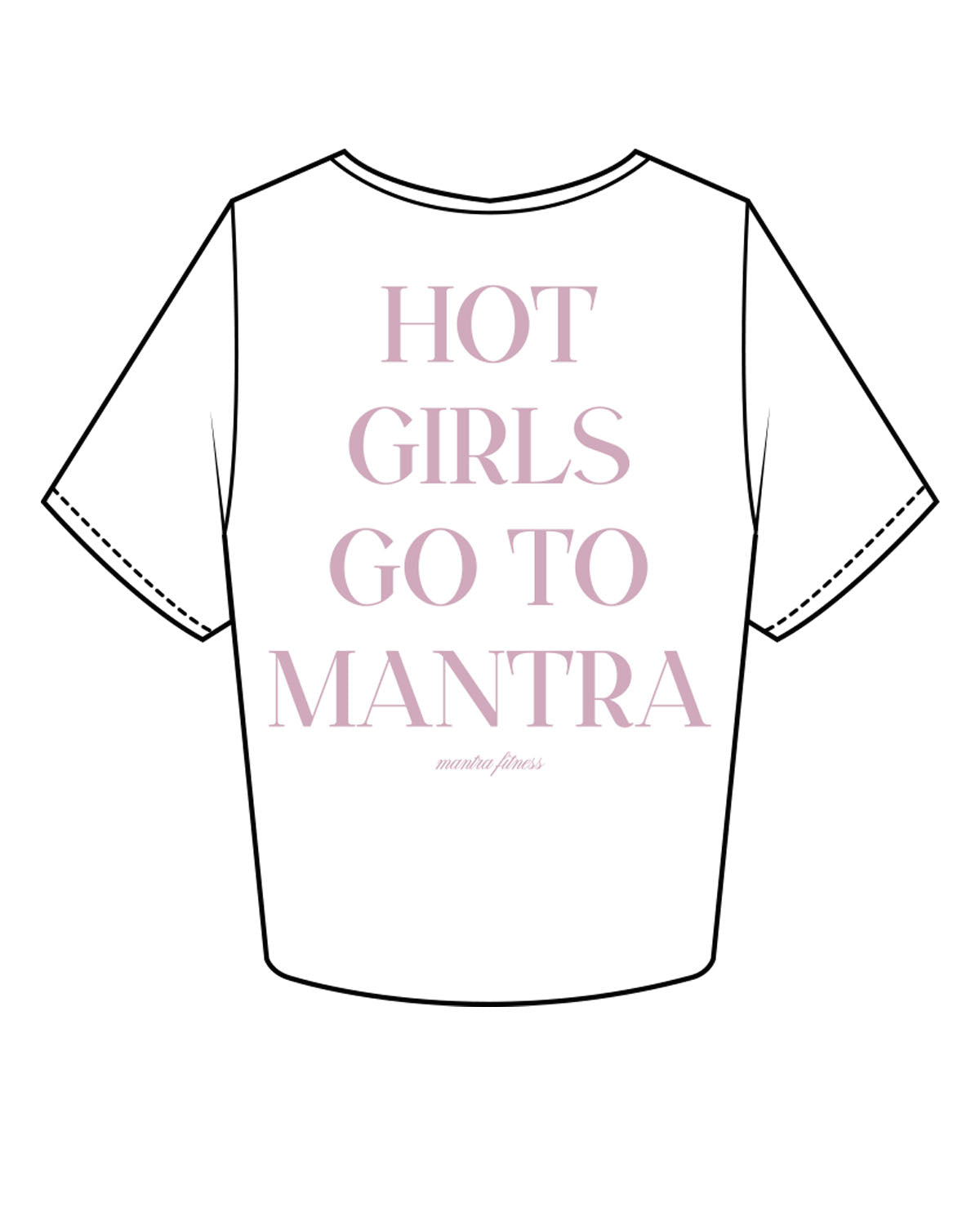 The Crop Tee - White - Mantra - Left Chest Stacked & Back Stacked - Lavender