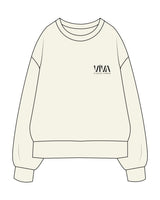 The Womens Heavyweight Crewneck - Off White - Viva Pilates - Left Chest Stacked  & Back Center Stacked - Printed - Black