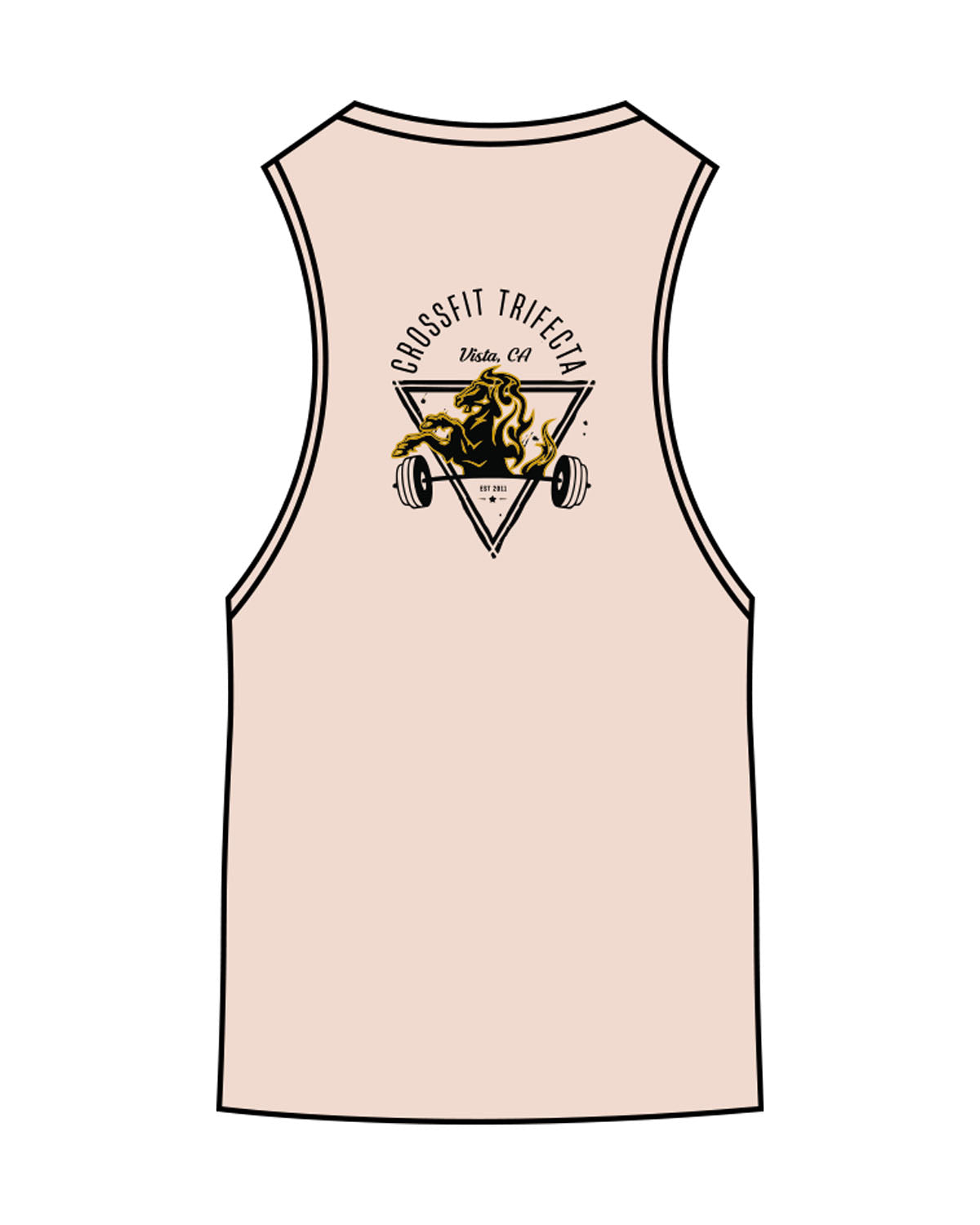 The Scoop Muscle Tank - Peach - Crossfit Trifecta - Center Chest & Back Center - Printed - Full Color