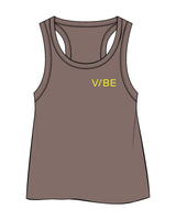 The Crop Tank - Cacao - The Vibe - Left Chest - Printed - Neon Yellow